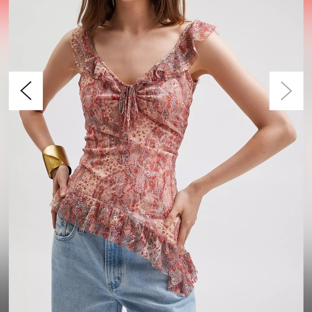 NWT Kimchi Blue Hydi Asymmetric Lace Tunic Top